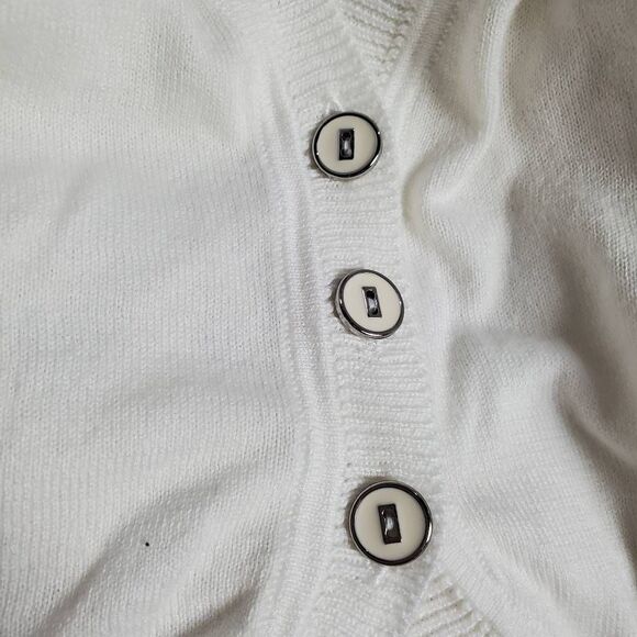 Tribal Women’s White Open Knit Button Front Cardigan Sweater Size Small - Picture 4 of 7